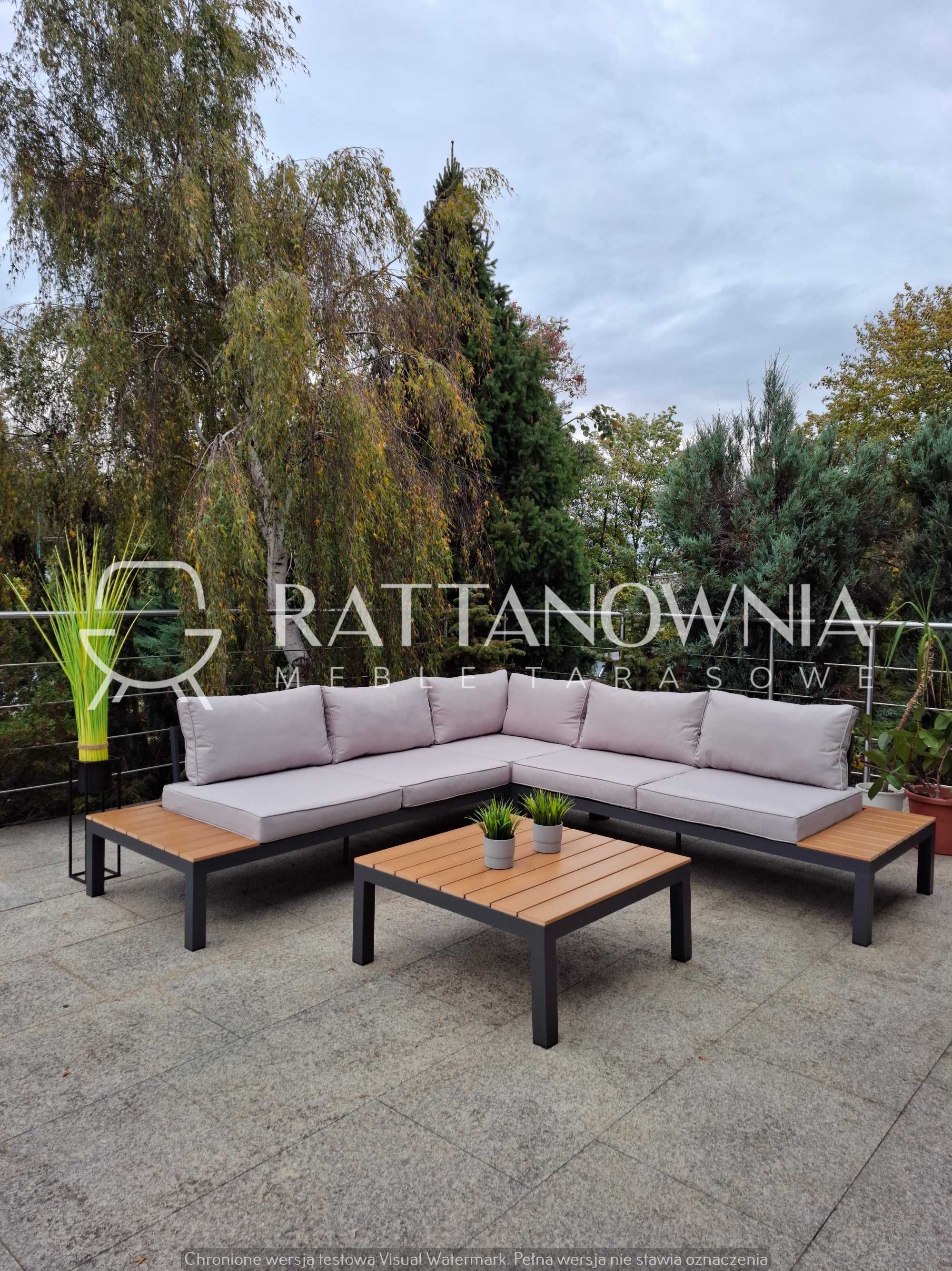 Narożnik Ogrodowy Aluminiowy Meble Ogrodowe Aluminiowe Zestaw na Taras