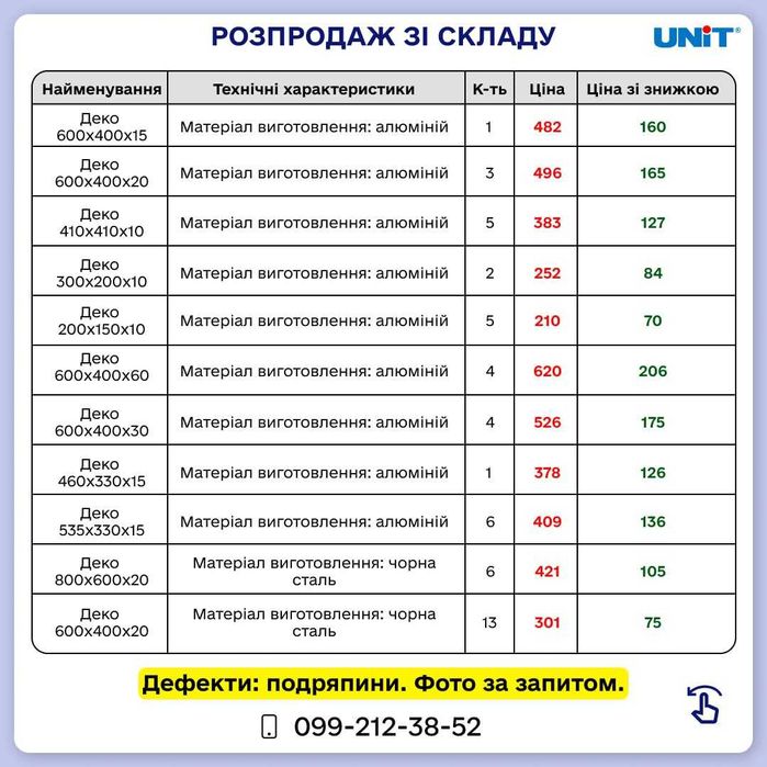 Деко, форма для випічки, кільця для торту (розпродаж зі складу)