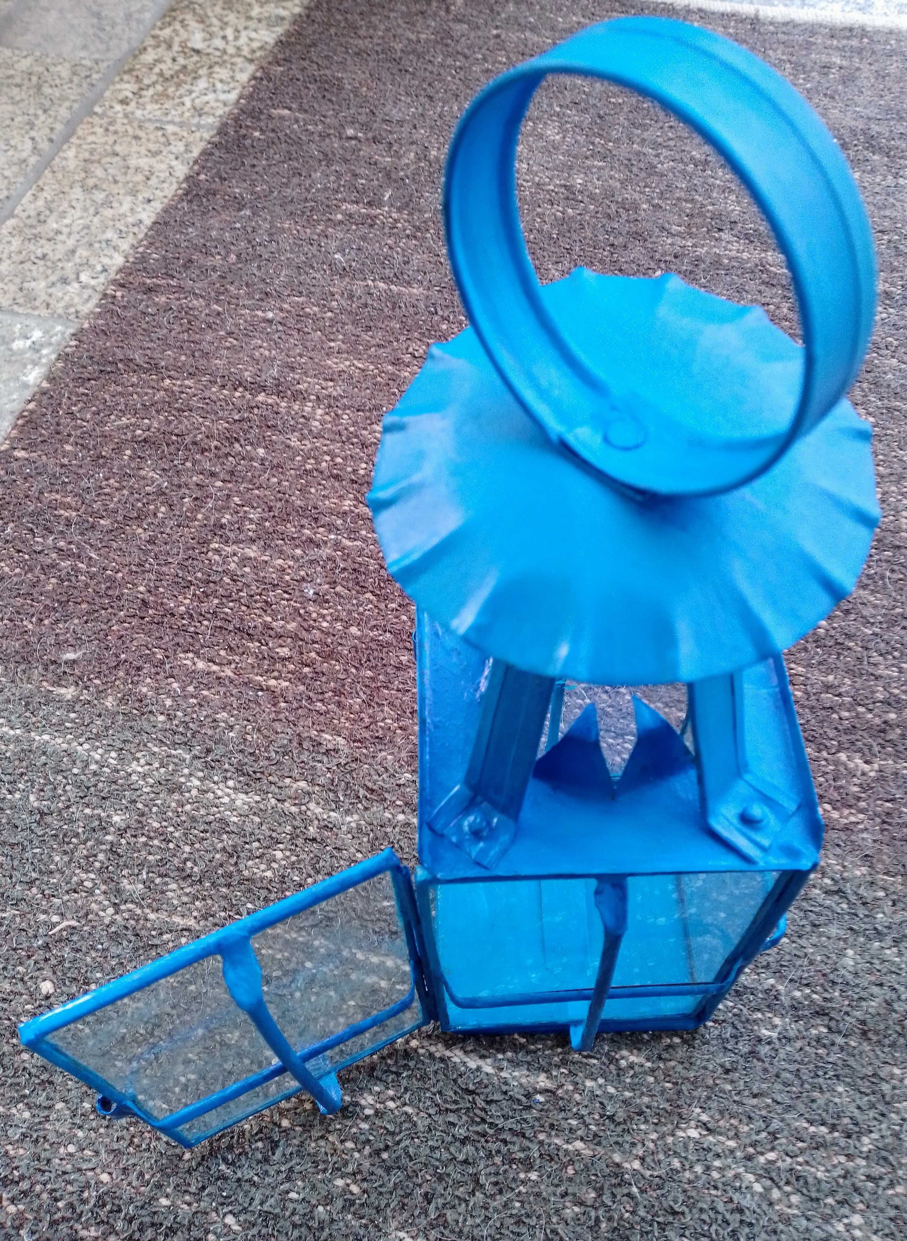 Lampião metal azul