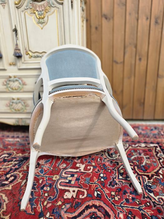 Francuski fotelik krzesło Ludwik niebieski kremowy #2073 Stylowy Węgró