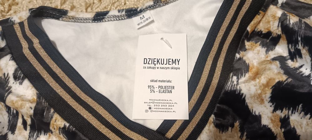 Welurowa nowa sukienka w panterkę 38 M Modna kiecka