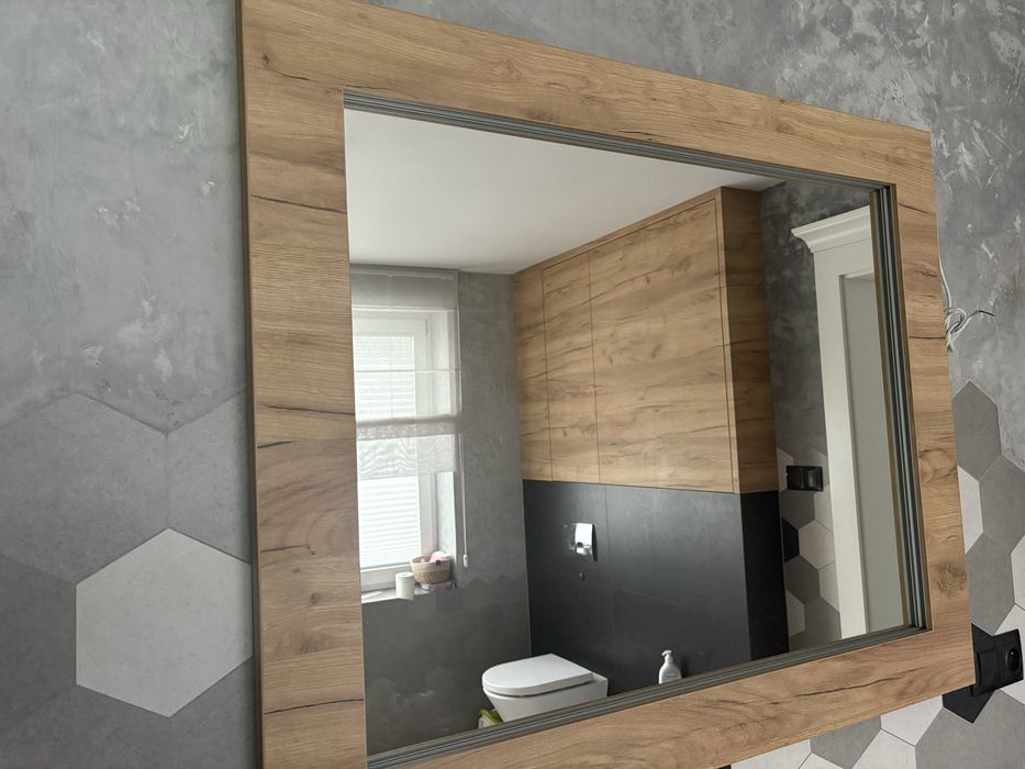 Lustro solidne! w kolorze dębu 110x90 cm z miejacem na led