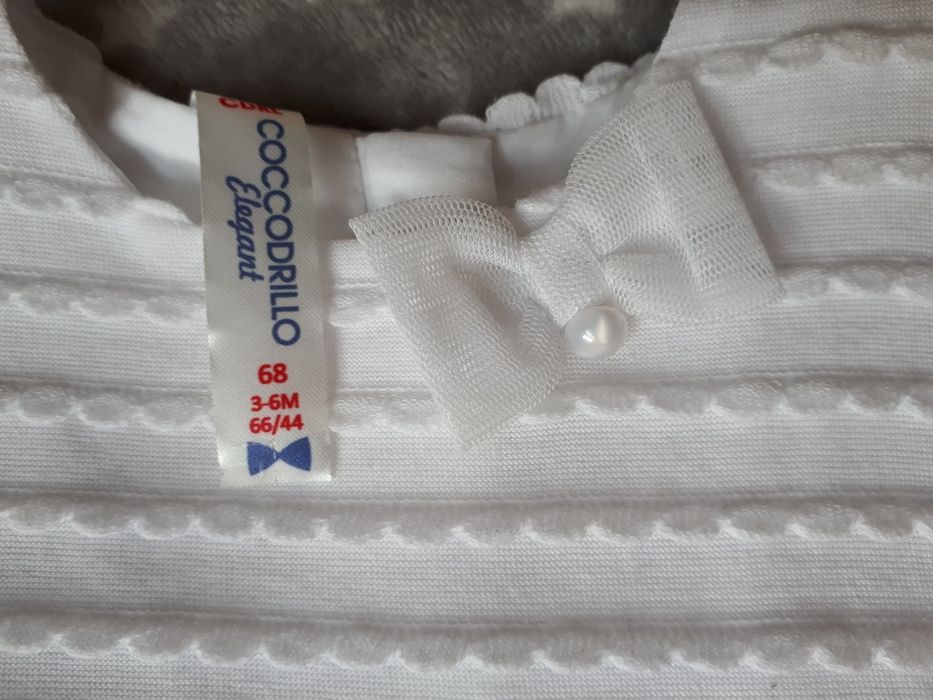R. 68 Coccodrillo śnieżnobiała sukienka do chrztu (3-6 m) chrzest