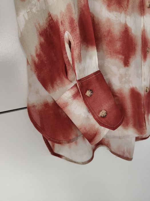 Koszula Massimo dutti 36 S tie dye bordowa wiskozowa beżowa