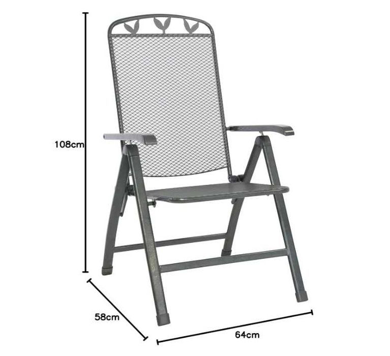 Greemotion Krzesło ogrodowe z regulacją oparcia, składane szare