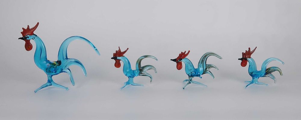 Figuras miniaturas vidro soprado - Galos