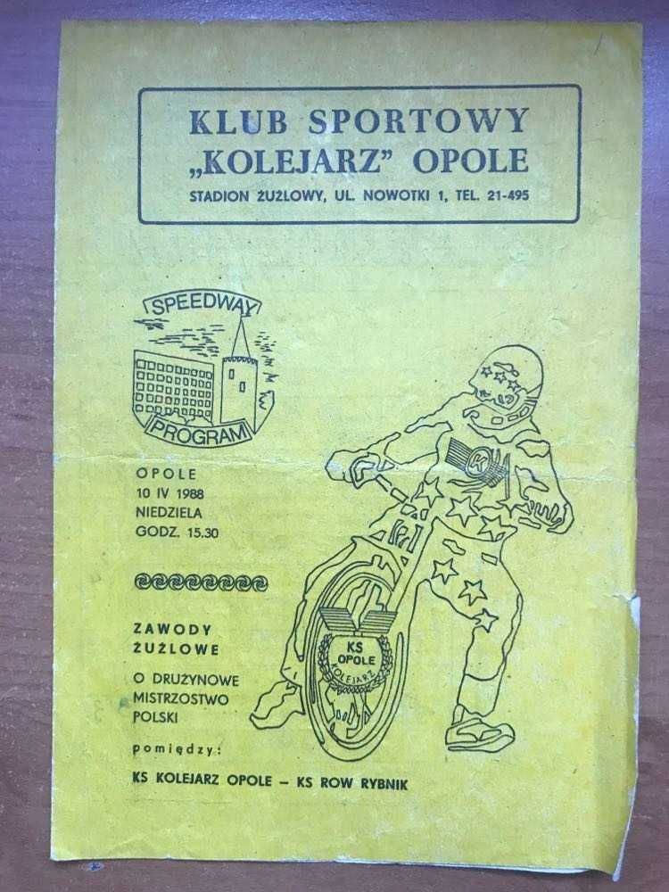 Program żużlowy DMP Kolejarz Opole - Row Rybnik [1988r.]