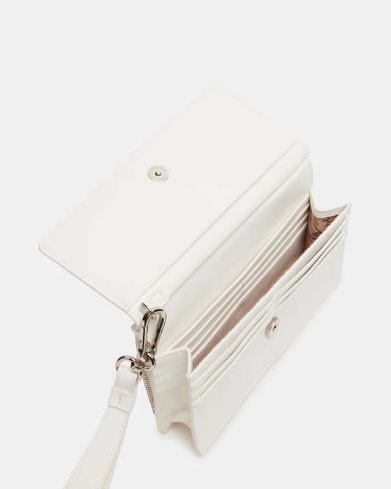 Клатч жіночий білий  steve madden large flap wallet bone bjewels