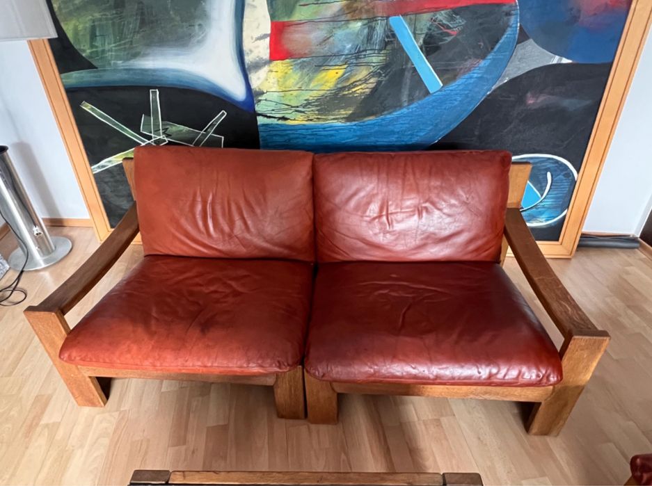 Brutalizm zestaw mebli do salonu: sofa 2os +fotel+stolik kawowy łupek