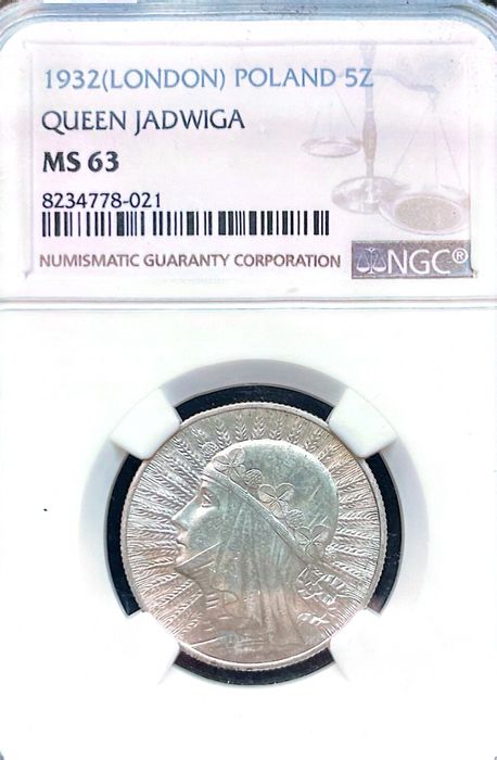 IIRP 5 złotych 1932 ms63 polonia głowa kobiety minimalna skrętka