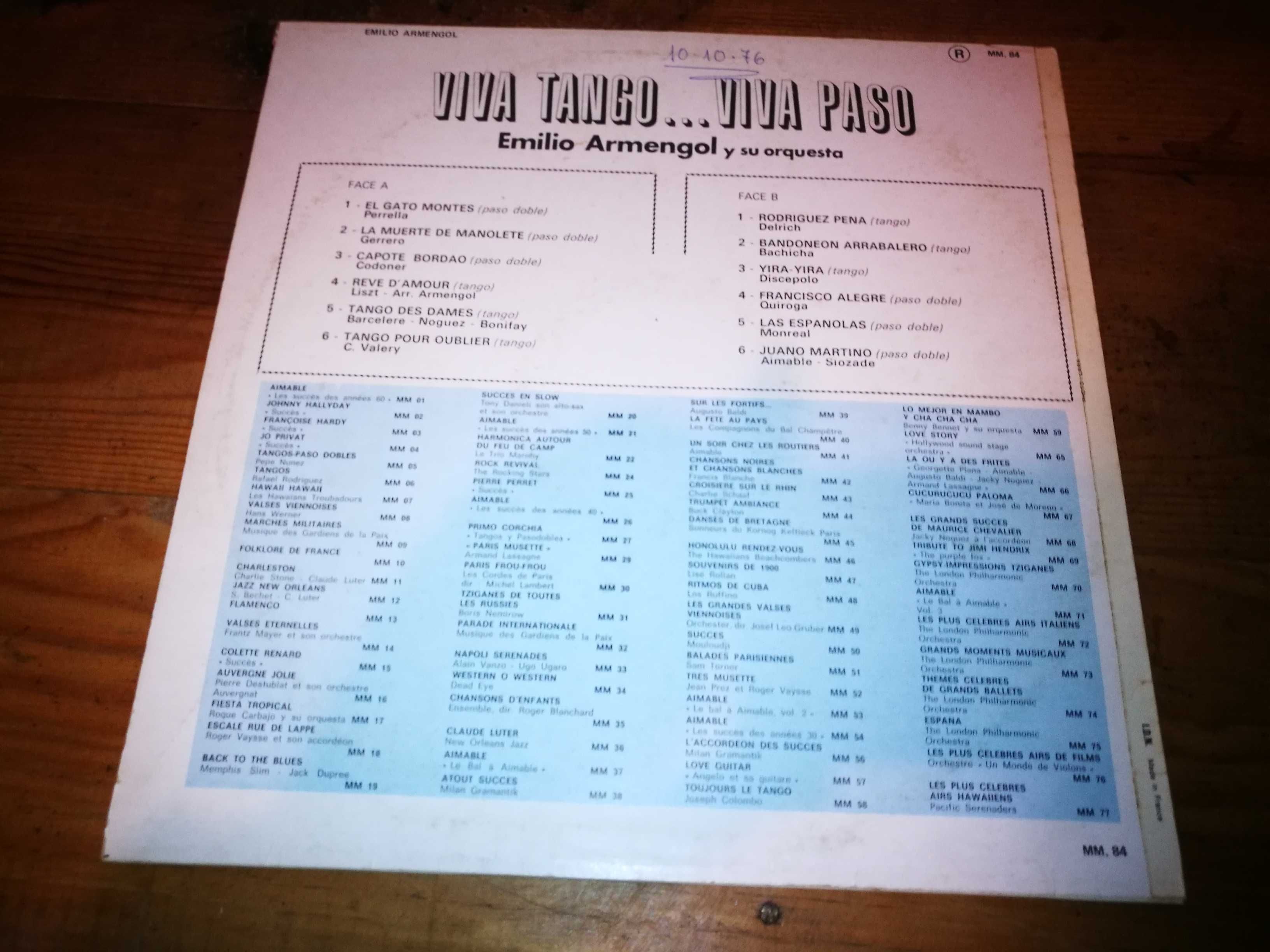 EMILIO ARMENGOL Y SU ORQUESTA (Tango) - Viva Tango…   Viva Paso LP