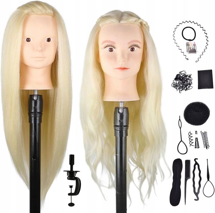 Główka do stylizacji włosów z 50% prawdziwymi ludzkimi włosami,