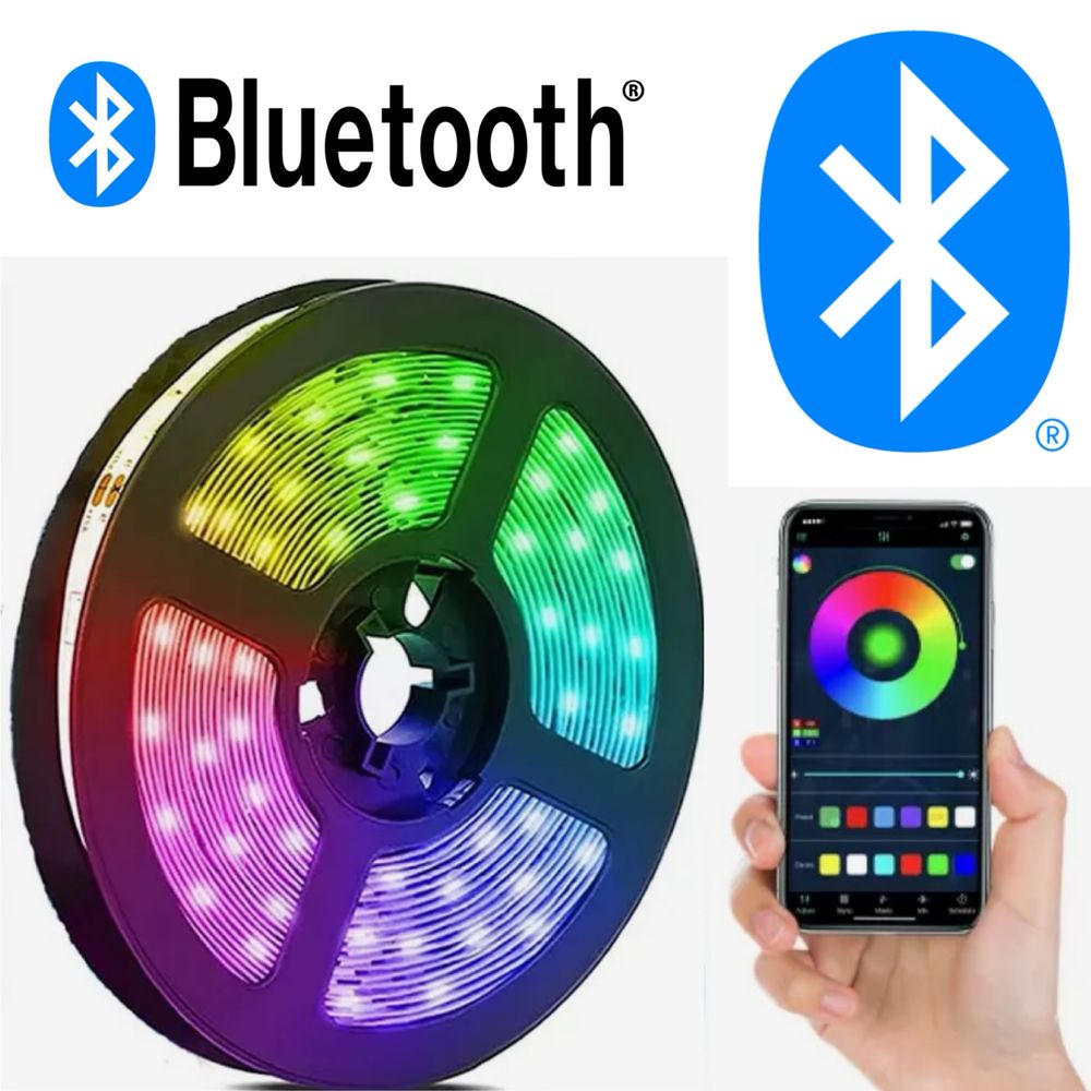 Taśma led RGB 5 metrów 5050 aplikacja bluetooth USB