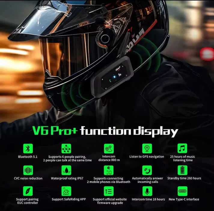 . EJEAS V6 PRO+ /1200.  для мотоциклу