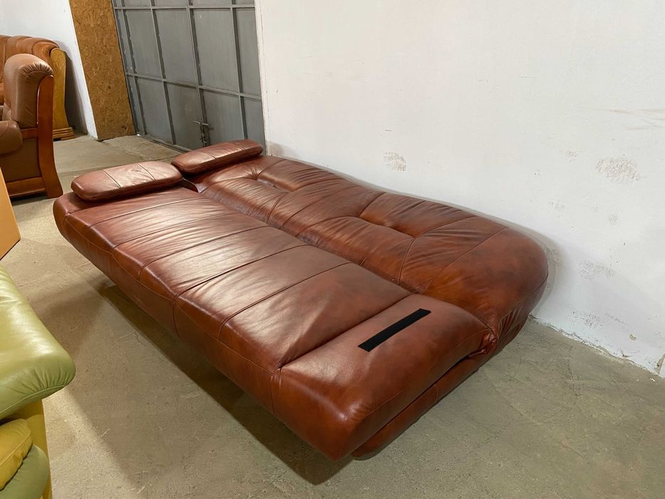 Шкіряний розкладний 3-місний диван з натуральноі шкіри