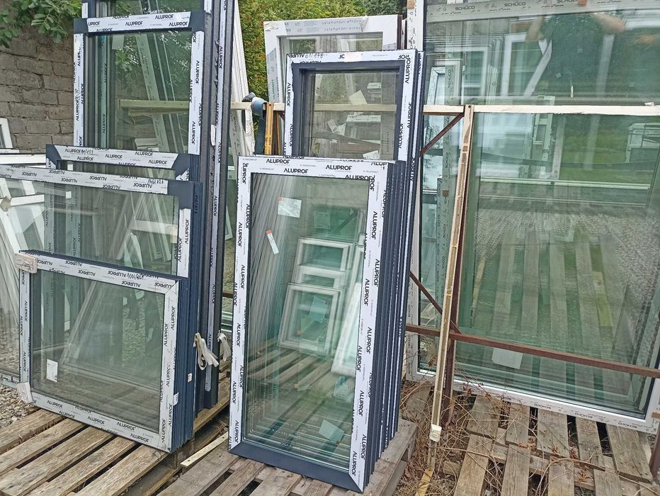 Okno aluminiowe fix 66/134 antracyt trzy szybowe