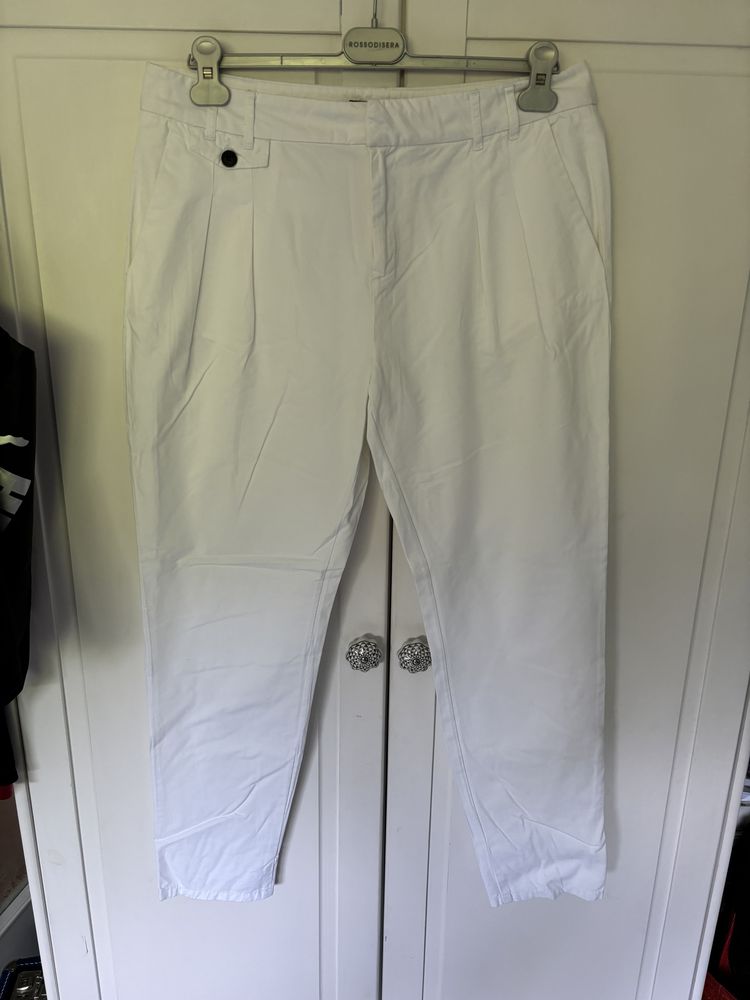 Zara basic chinos chinosy białe materiałowe eleganckie spodnie 40 L