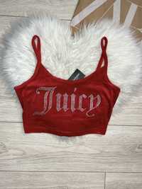 Top juicy s czerwony welur cyrkonie