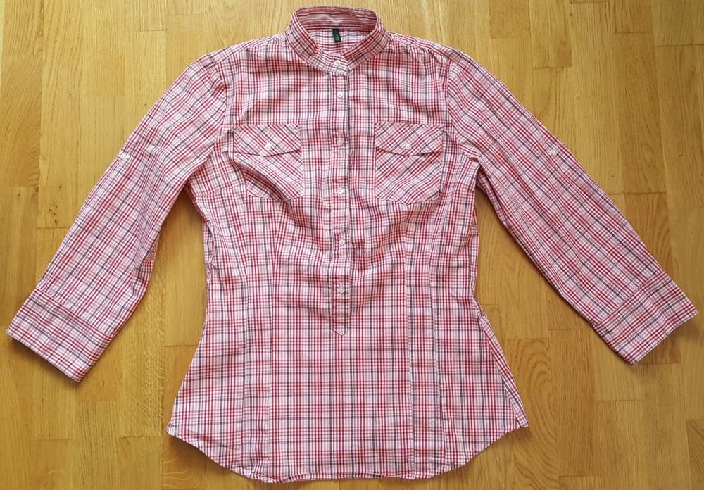 Koszula bluzka BENETTON r. M stan idealny krata taliowana