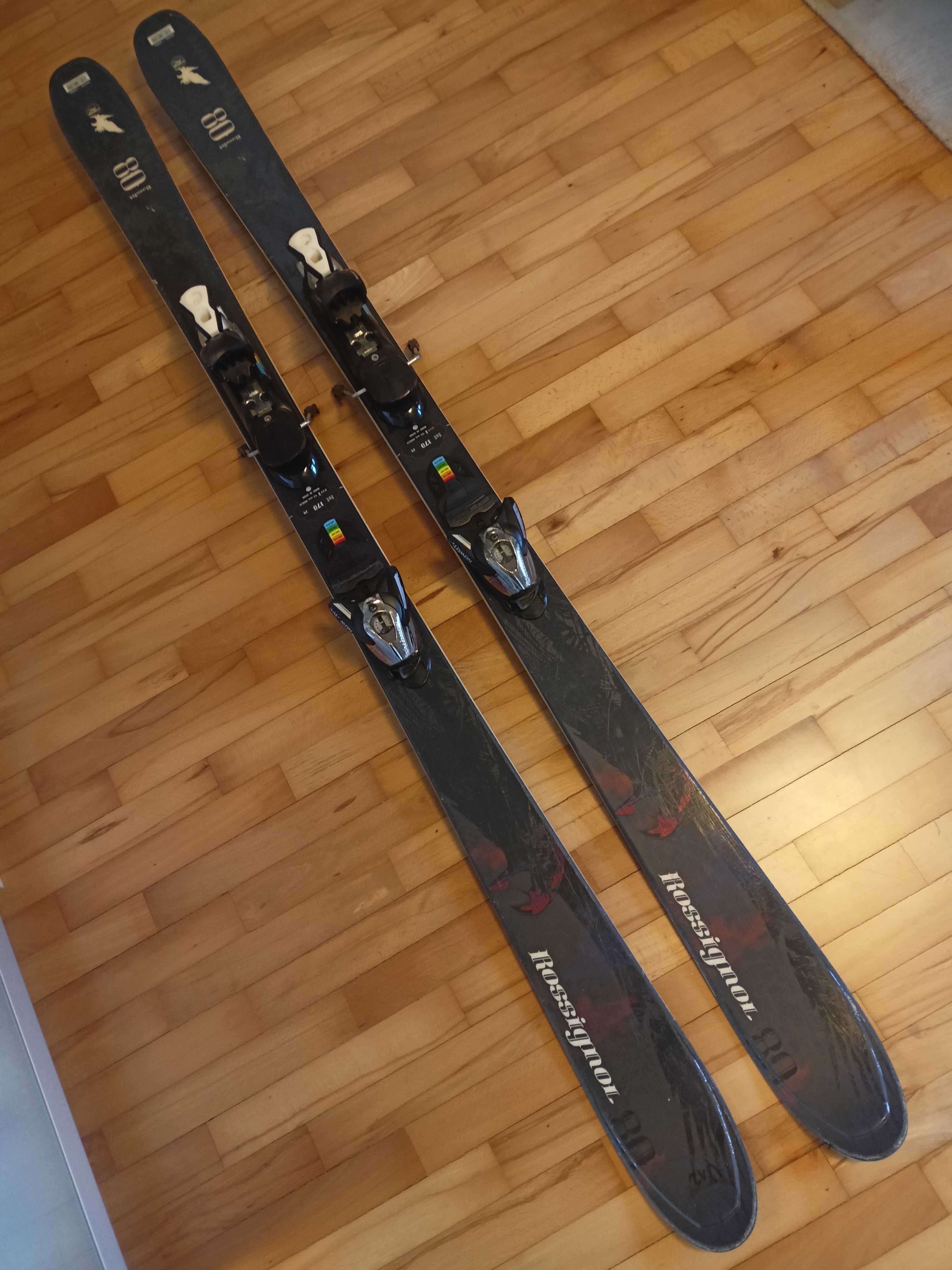 Narty Rossignol Bandit długość 170 szerokość 80 cm wiąz Salomon ubyt