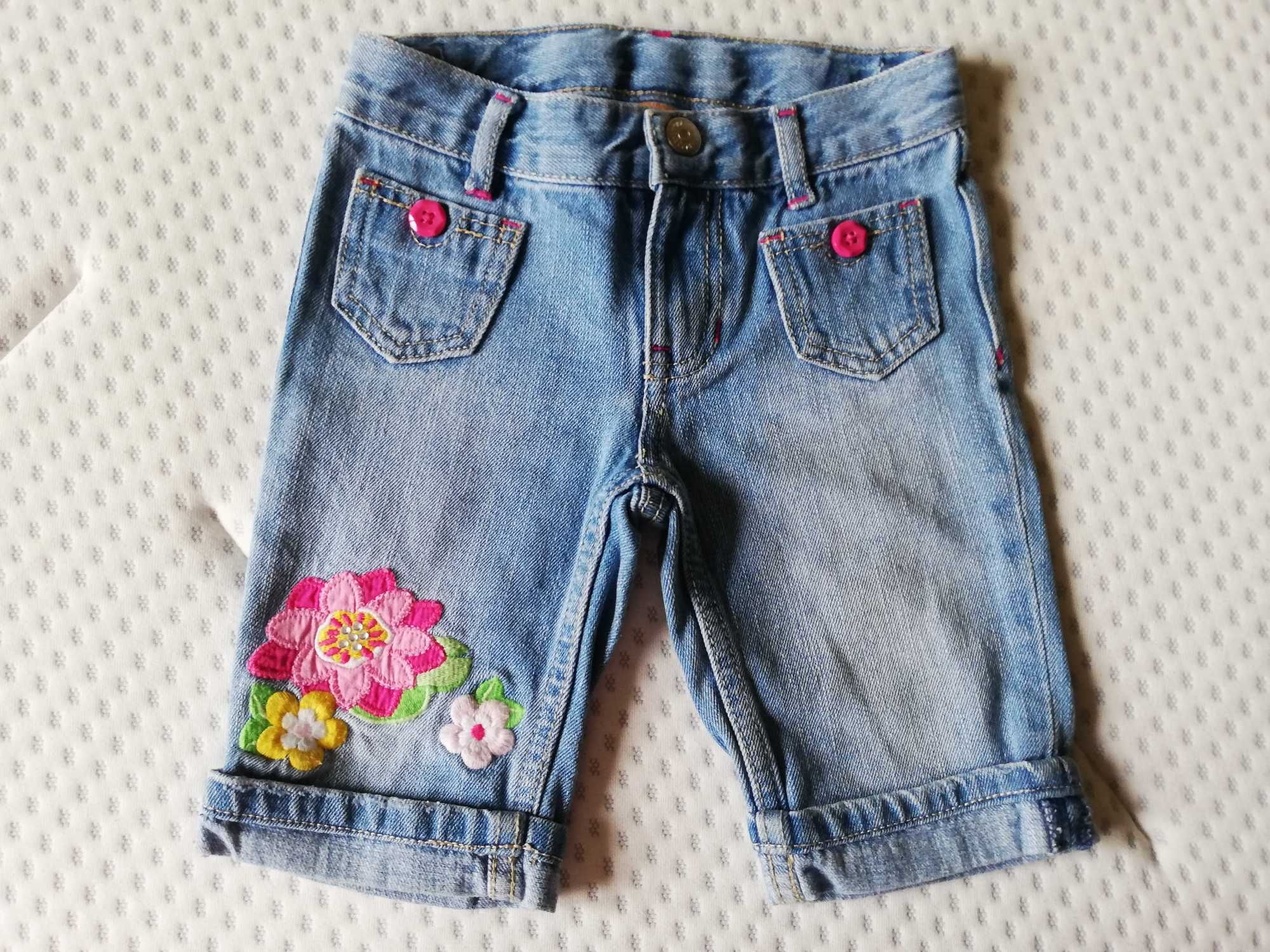 krótkie spodenki dżinsowe dla dziewczynki 104 cm szorty bermudy jeans