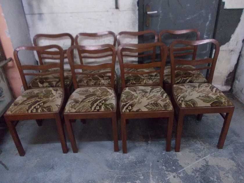 Stare zabytkowe krzesła drewniane serca 8 szt. po odnowieniu