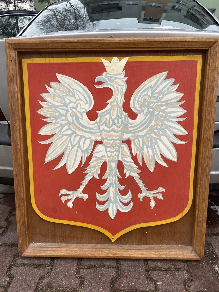 Godło zabytkowe  Orzeł Biały rękodzieło 80x90cm design w ramie