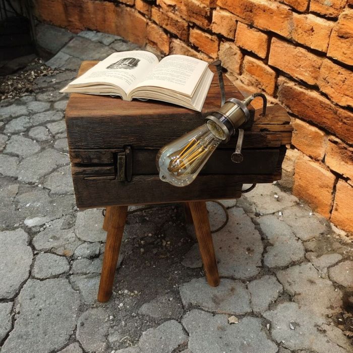 Lampa loft z 100 letniego fragmentu belki .