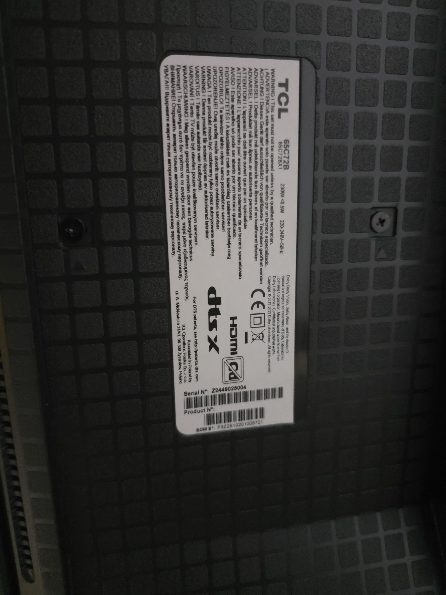 NOWY TELEWIZOR TCL 65cali QLED uszkodzona matryca