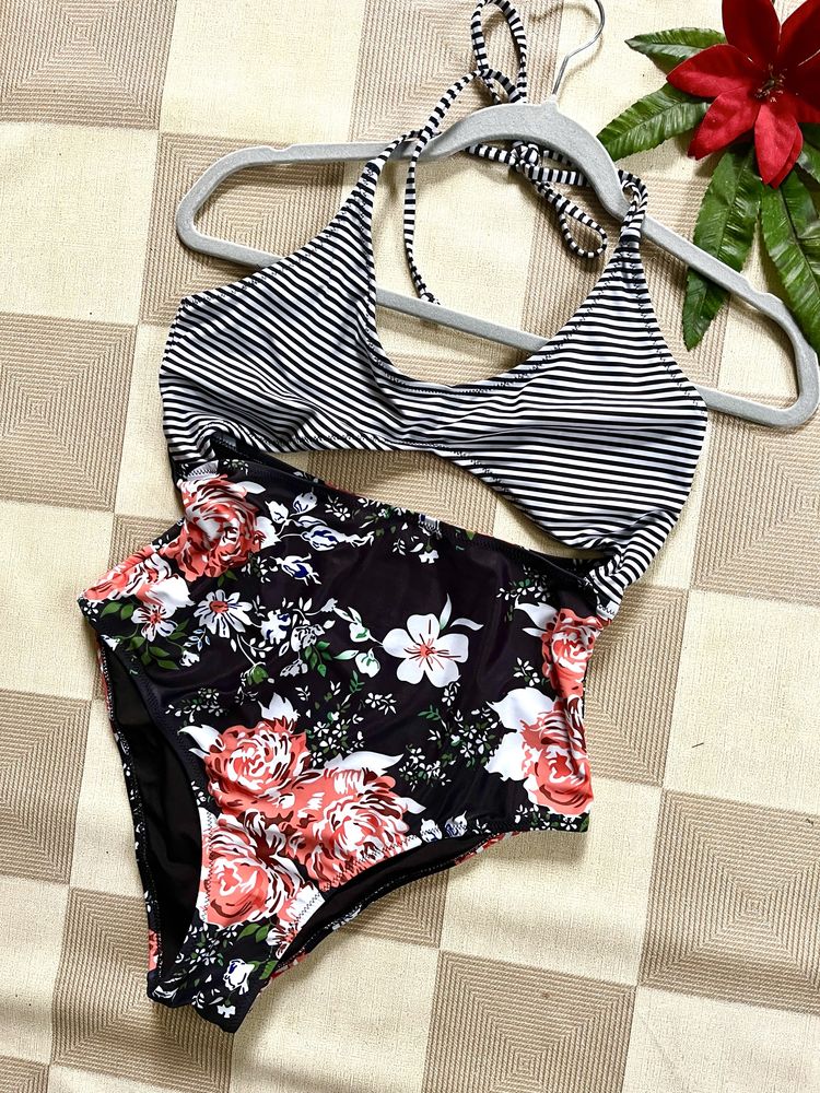 Strój kąpielowy iClosam kostium jednoczęściowy monokini kwiaty M/L now
