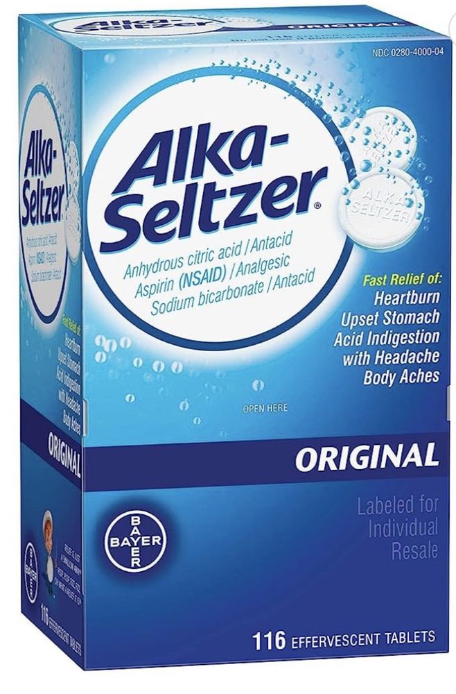 Alka - Seltzer алка зельтцер от болевого синдрома / похмелья аспирин