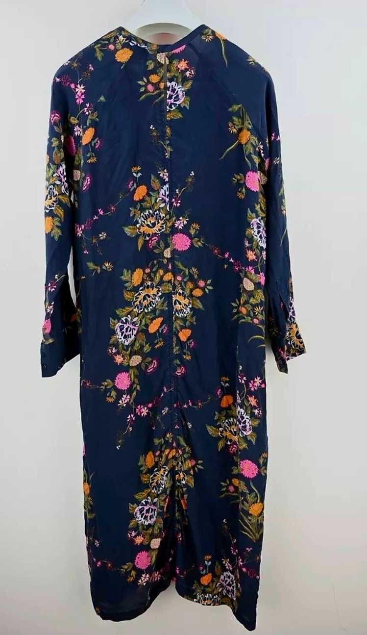 Sukienka midi 100% jedwab jedwabna flower rozcięcie S FEMALE 36 38