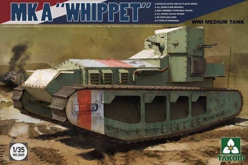 Takom 2025 Whippet Mk A WWI Medium Tank 1/35 model do sklejania