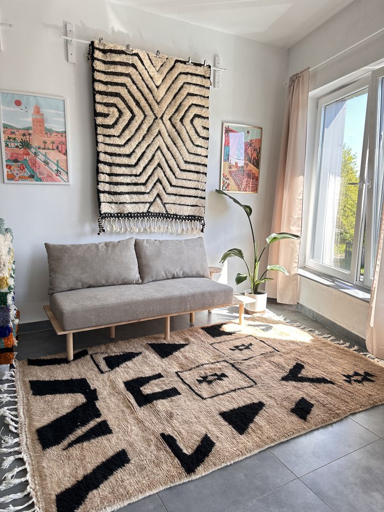 Nowy brązowy marokański dywan wełniany Beni Ourain, handmade