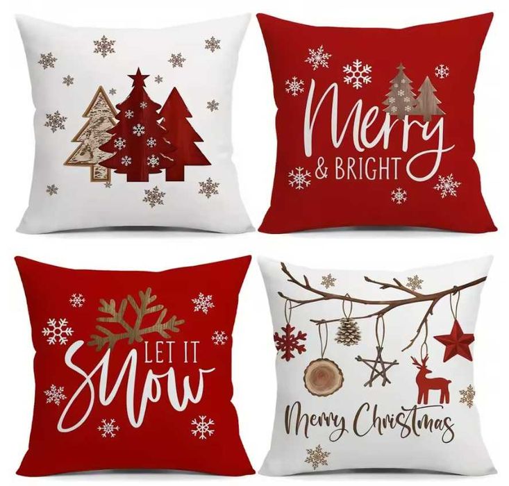 Świąteczne poszewki na poduszki, 45x45cm, Różne wzory, Szybka Wysyłka!