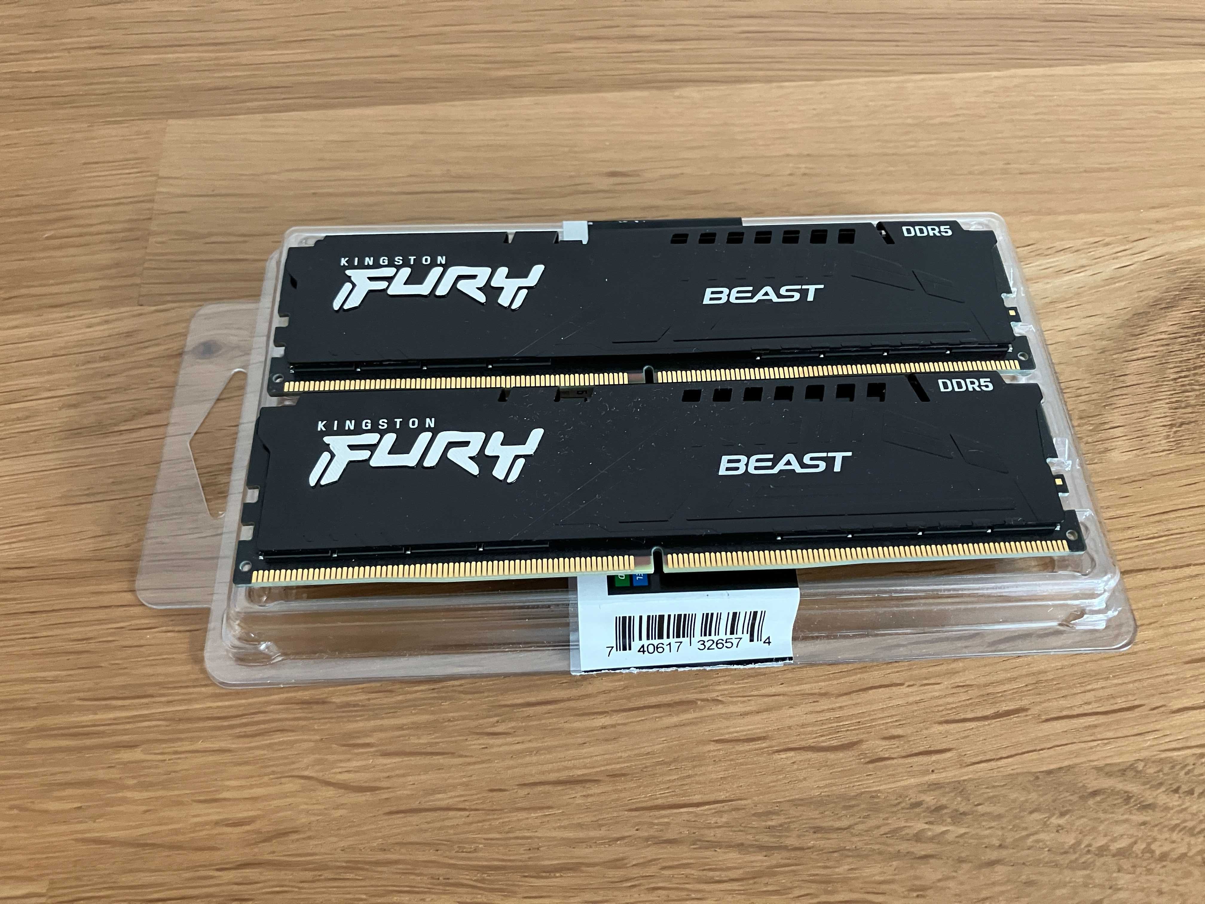 Memórias DDR5 64 GB  (2x 32 GB) Kingstone Fury Beast 5600 Mhz