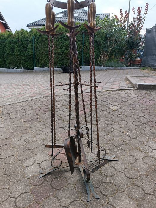 Mosiężny zestaw do kominka