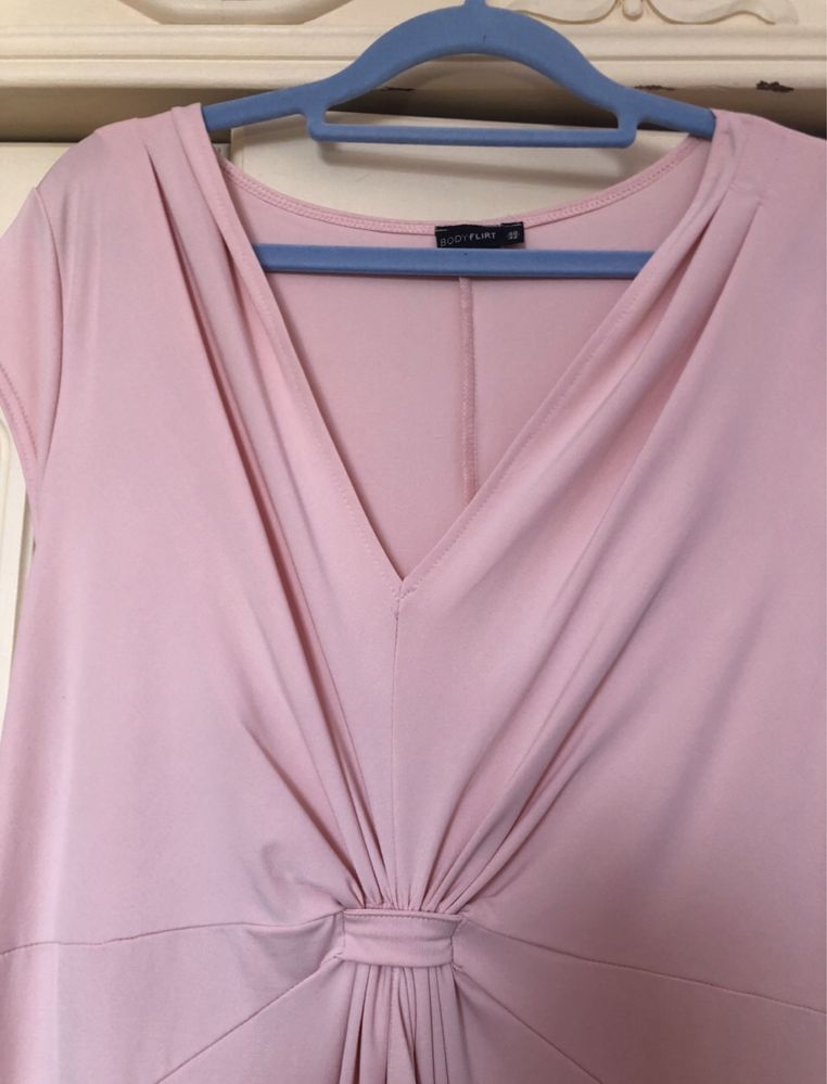 Długa letnia sukienka  40/42 L morelowa brudny róż midi  Body Flirt