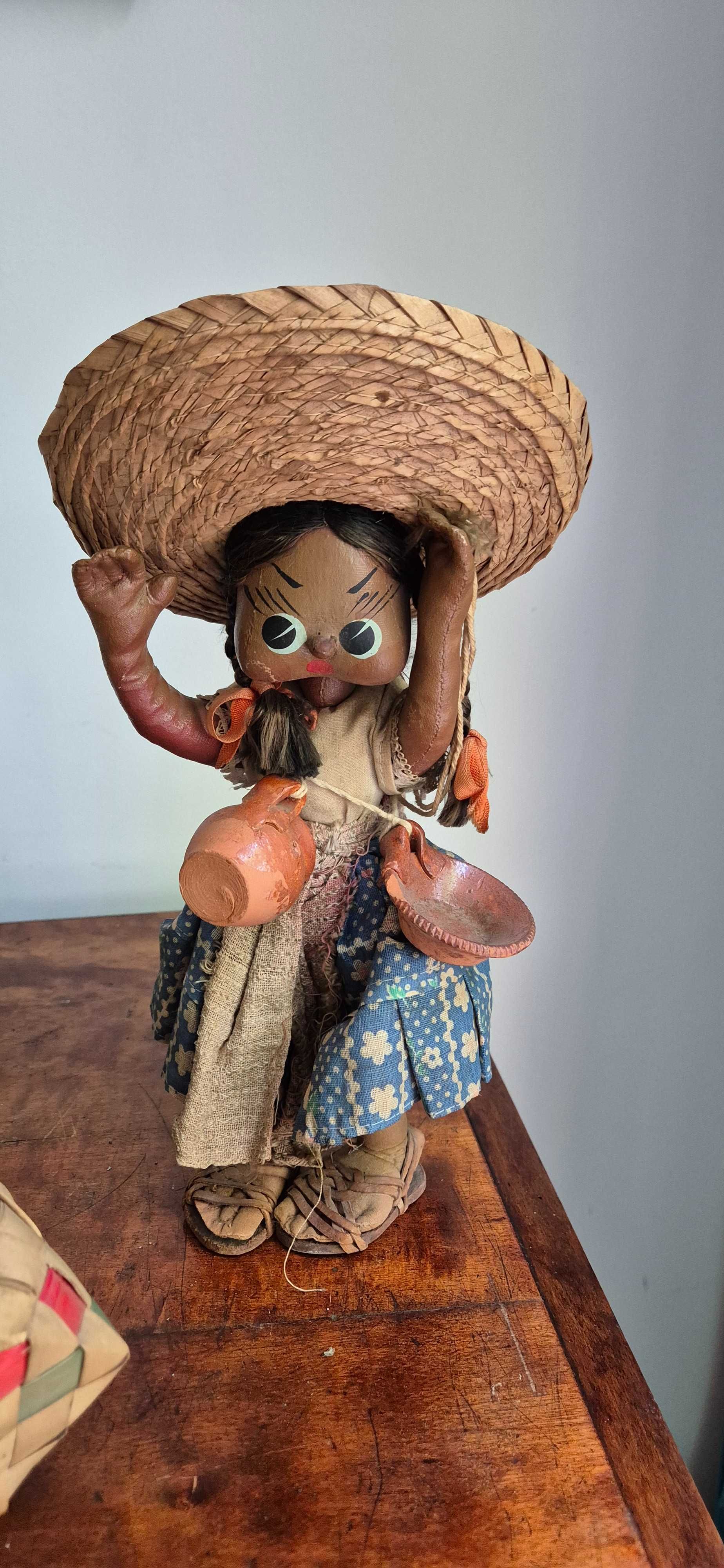 Kolekcjonerskie stare lalki paper mache Meksyk zabytek unikat dekor