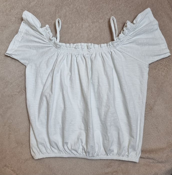 Bluzka, biała, krótki rękaw, r. 158 / 164