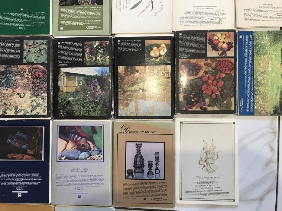 листівки набори/кораблі, мундири, рослини,живопис,рибки др,