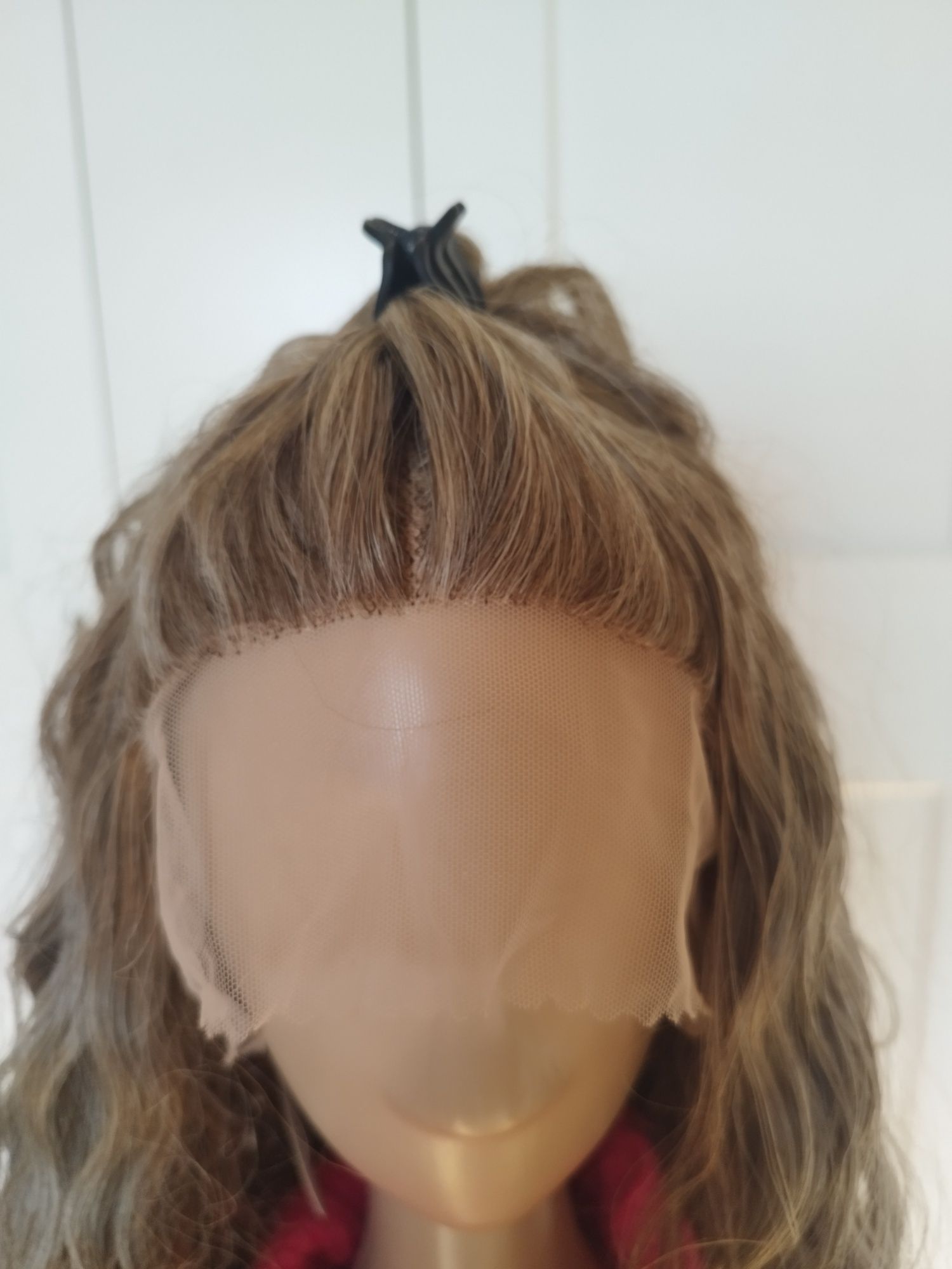 Peruka lace front 86cm. Popielaty blond falowana. Gratis dodatki
