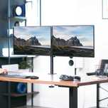 Suporte de secretária para dois monitores VIVO, de alta resistência.
