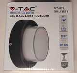 Lampa ścienna zewnętrzna LED okrągła, czarna | V-TAC | 550LM 3000K