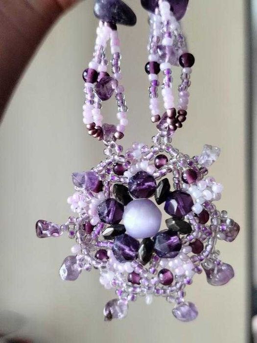 Вінтажне фіолетове намисто / кольє з натурального каменю аметисту