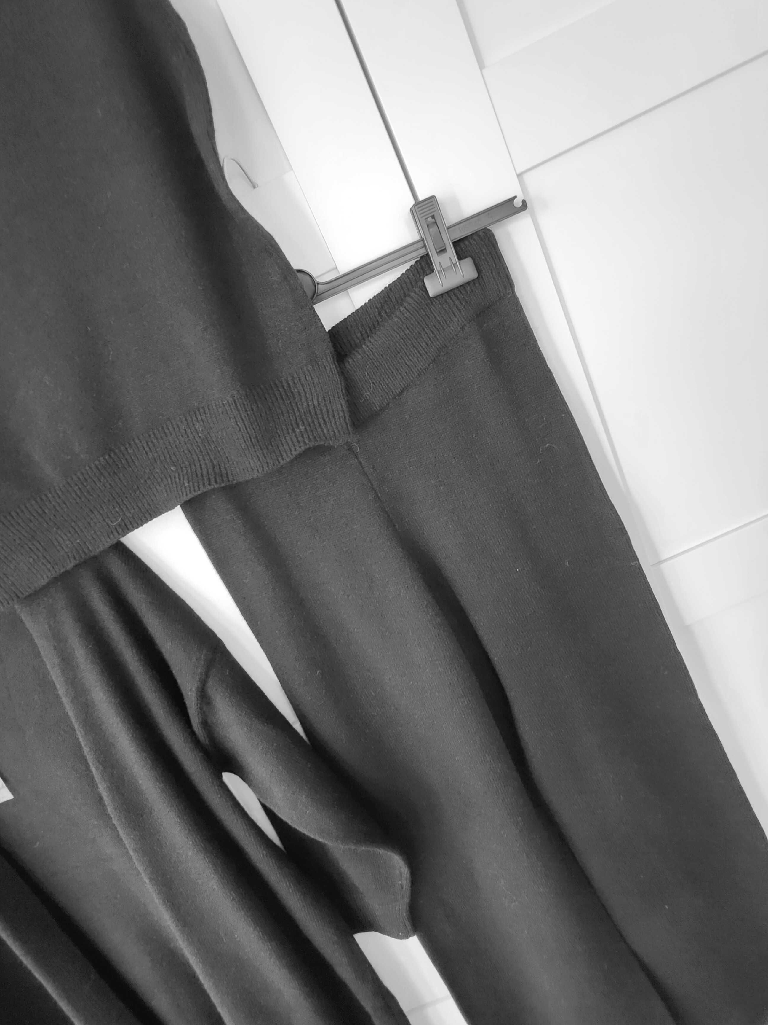 Dresowy zestaw sweterkowy sweter dres dresy 3w1 wide leg M L