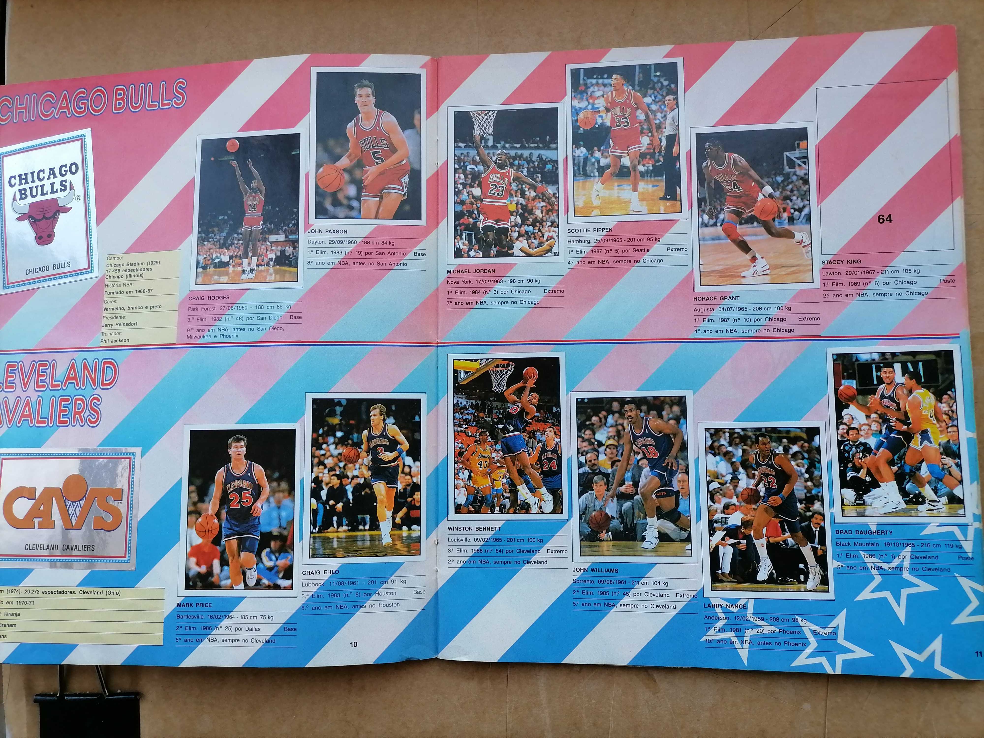 Caderneta Cromos BASKET NBA 91 c/ Michael JORDAN, Magic Johnson Panini