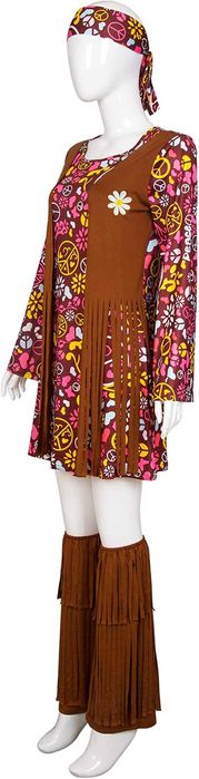 Damski kostium hippie z lat 60. 70 Rozmiar S