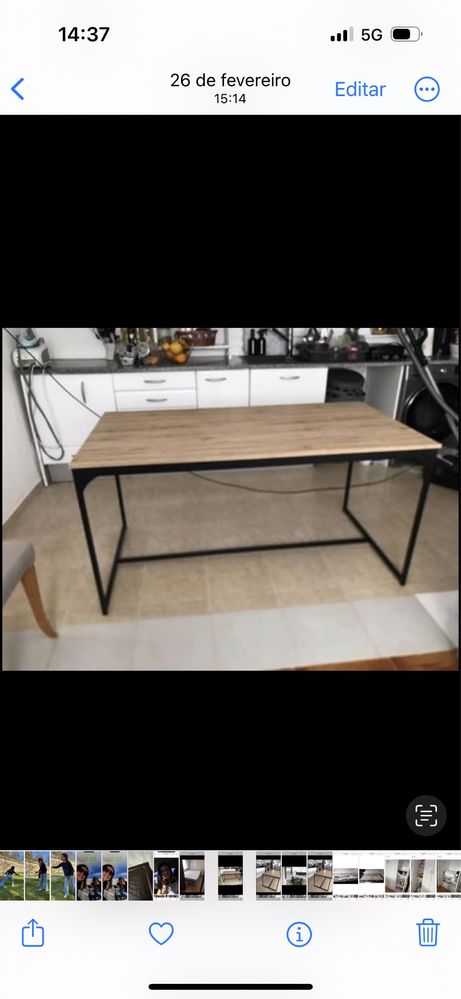 Mesa de 1,50 por 0,90 com pes em ferro loja gato preto