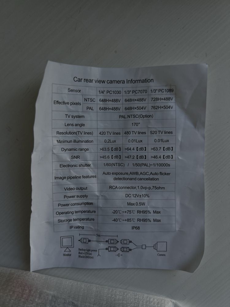 câmara de visão traseira para carro